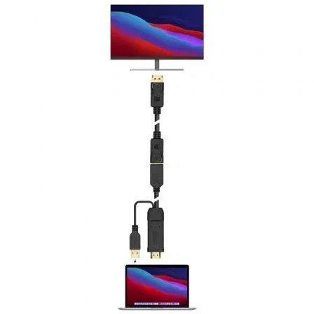 Aisens Conversor Activo HDMI 2.0 a DisplayPort V1.2 con USB, 4K@60Hz, Negro